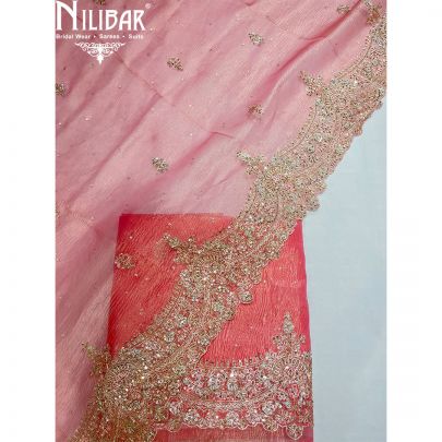 Strawberry Tissue Unstitched Silk Suit