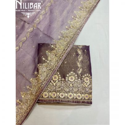 Grape Tissue Unstitched Silk Suit