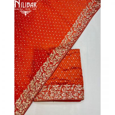 Orange Silk Unstitched Suit