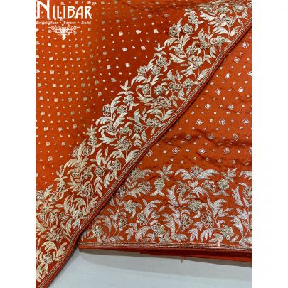 Orange Silk Unstitched Suit