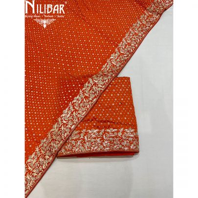 Orange Silk Unstitched Suit