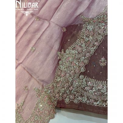 Rosewood Tissue Silk Unstitched Suit