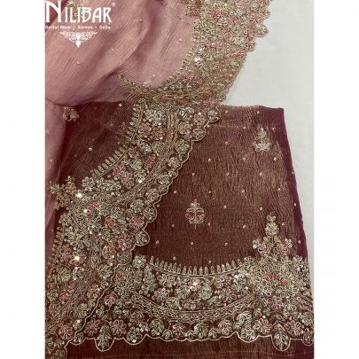 Rosewood Tissue Silk Unstitched Suit