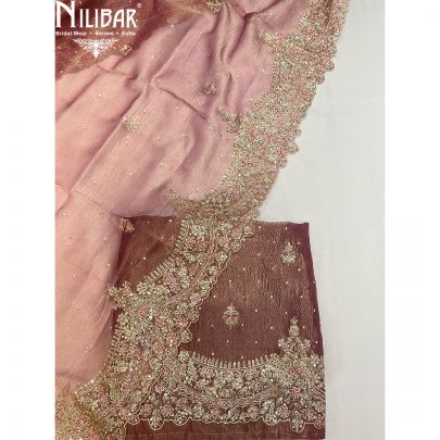 Rosewood Tissue Silk Unstitched Suit