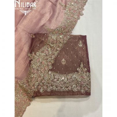 Rosewood Tissue Silk Unstitched Suit