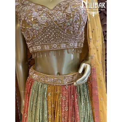 Gold Yellow Silk Georgette Lehenga