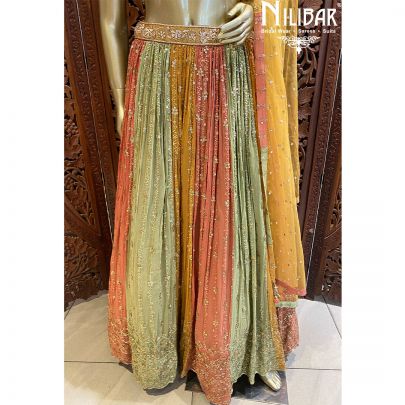Gold Yellow Silk Georgette Lehenga