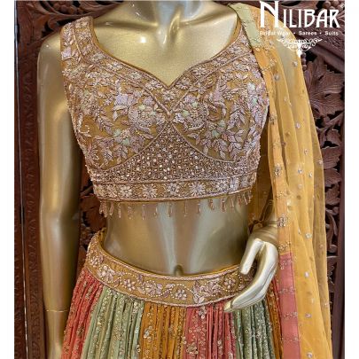 Gold Yellow Silk Georgette Lehenga