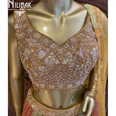 Gold Yellow Silk Georgette Lehenga