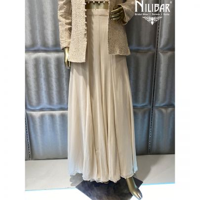 Ivory  Lucknowi Georgette Jacket Style Suits