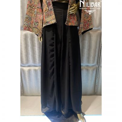 Black Lucknowi Georgette Jacket Style Suit