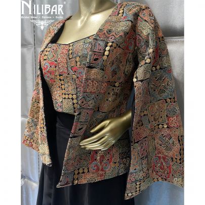 Black Lucknowi Georgette Jacket Style Suit