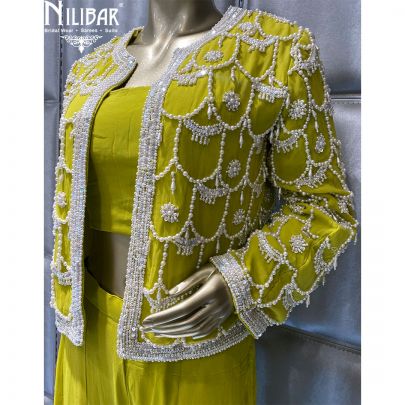 Parrot Georgette Jacket Style Suit