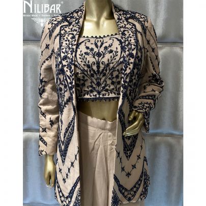 Beige Georgette Jacket Style Suit