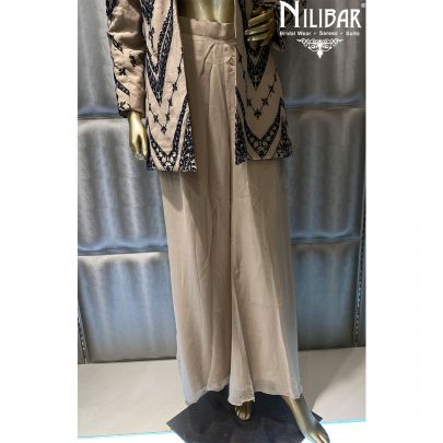 Beige Georgette Jacket Style Suit