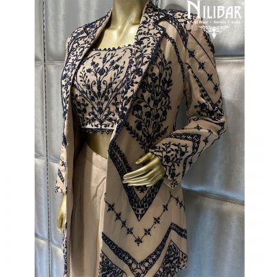 Beige Georgette Jacket Style Suit