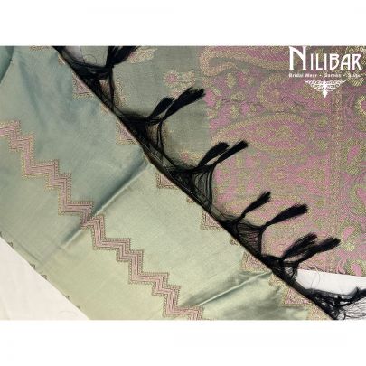 Olive Green Silk Unstitched Suit