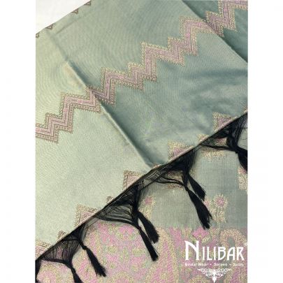 Olive Green Silk Unstitched Suit