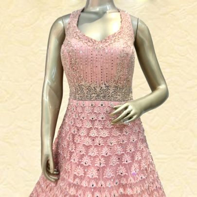 Beautiful Pink Net Gown