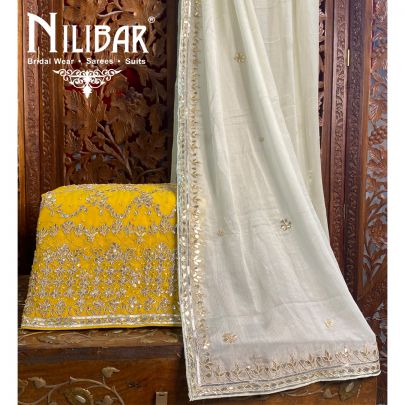 Honey Yellow Georgette Unstitched Suit