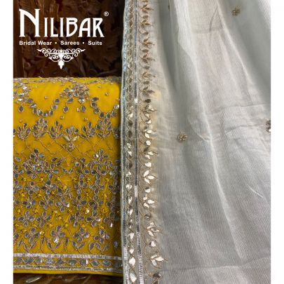 Honey Yellow Georgette Unstitched Suit