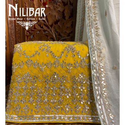 Honey Yellow Georgette Unstitched Suit