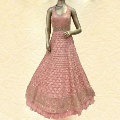 Beautiful Pink Net Gown