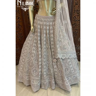 Pale Pink Net Heavy Lehenga