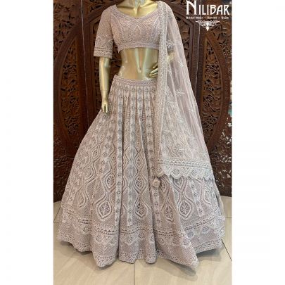 Pale Pink Net Heavy Lehenga