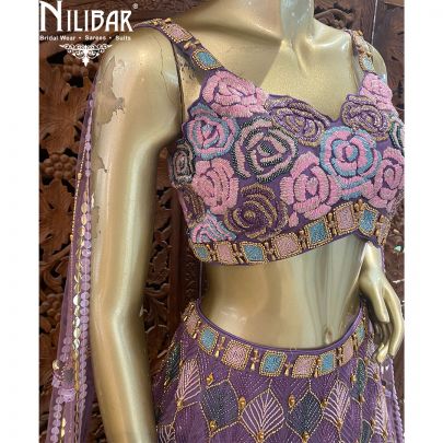 Purple Net Heavy Lehenga