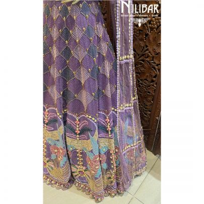 Purple Net Heavy Lehenga