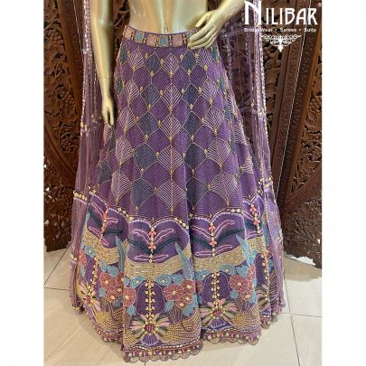 Purple Net Heavy Lehenga