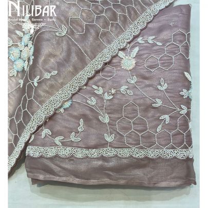 Pastel Pink Tissue Organza Unstitched Suit