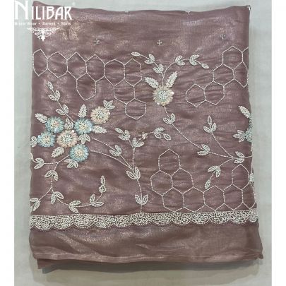 Pastel Pink Tissue Organza Unstitched Suit