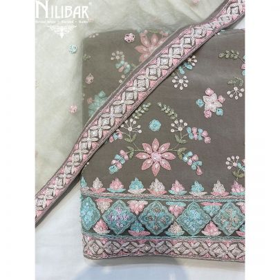 Laural Green Net Unstitched Suit