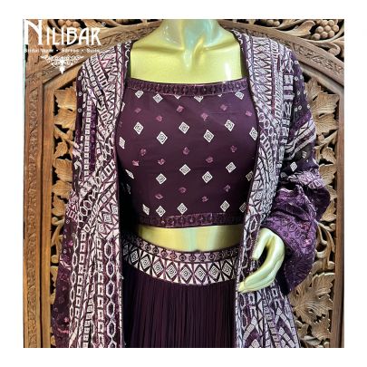 Purple Georgette Jacket Style Suit