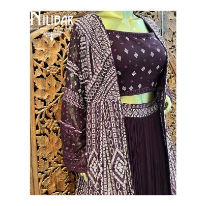 Purple Georgette Jacket Style Suit