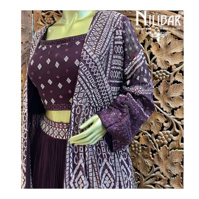 Purple Georgette Jacket Style Suit