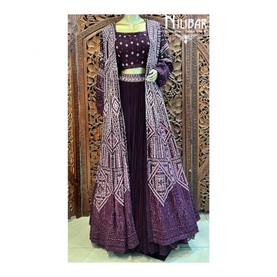 Purple Georgette Jacket Style Suit