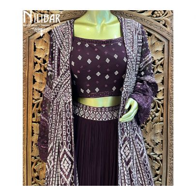 Purple Georgette Jacket Style Suit