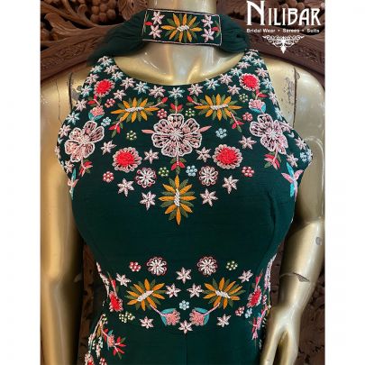 Hunter Green Silk Net Jumpsuit
