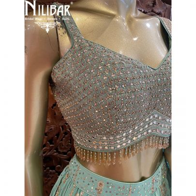 Sea green And Peacock Georgette Casual Lehenga