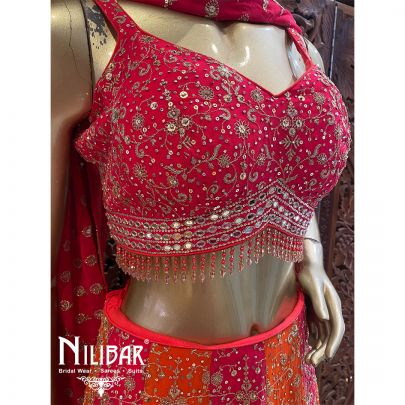 Fushia Pink Georgette Casual Lehenga