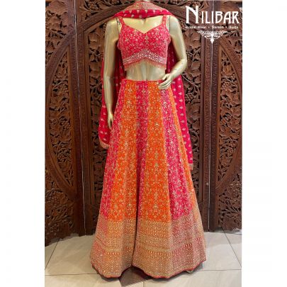 Fushia Pink Georgette Casual Lehenga