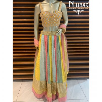 Mustard Multi Georgette Lehenga