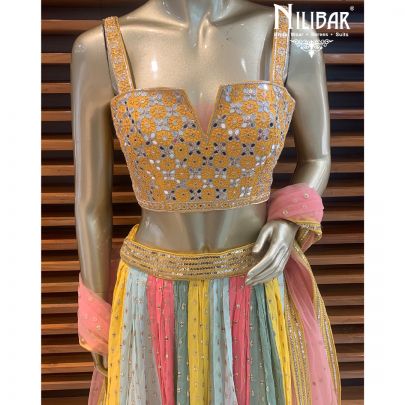 Mustard Multi Georgette Lehenga