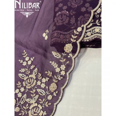 Grape Organza Unstitched Suit
