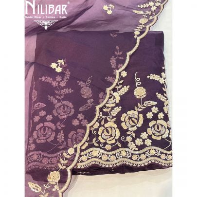 Grape Organza Unstitched Suit
