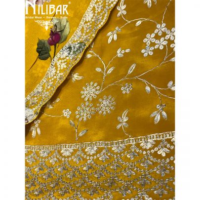 Mustard Yellow Crepe Unstitched Suit