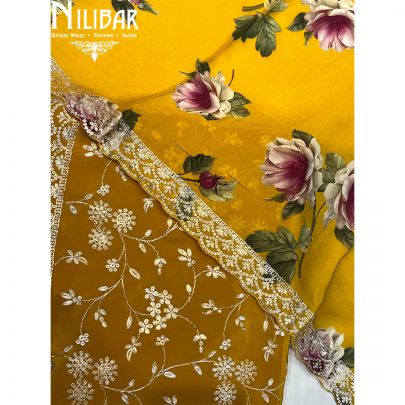 Mustard Yellow Crepe Unstitched Suit